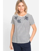 Olsen Women's Sequin and Stripe T-Shirt