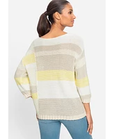 Olsen Women's Colour Block Boat Neck Sweater