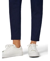 Cable & Gauge Women's Stripe Slim Fit Pull On Cropped Pant