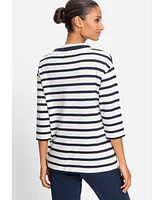 Olsen Women's Nautical Striped Jersey Top