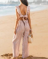 Cupshe Women's Seaside Serenade Back Tie Jumpsuit