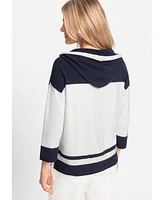 Olsen Women's Knit Zip Front Striped Hoodie