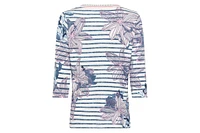 Olsen Women's Floral and Stripe Print T-Shirt