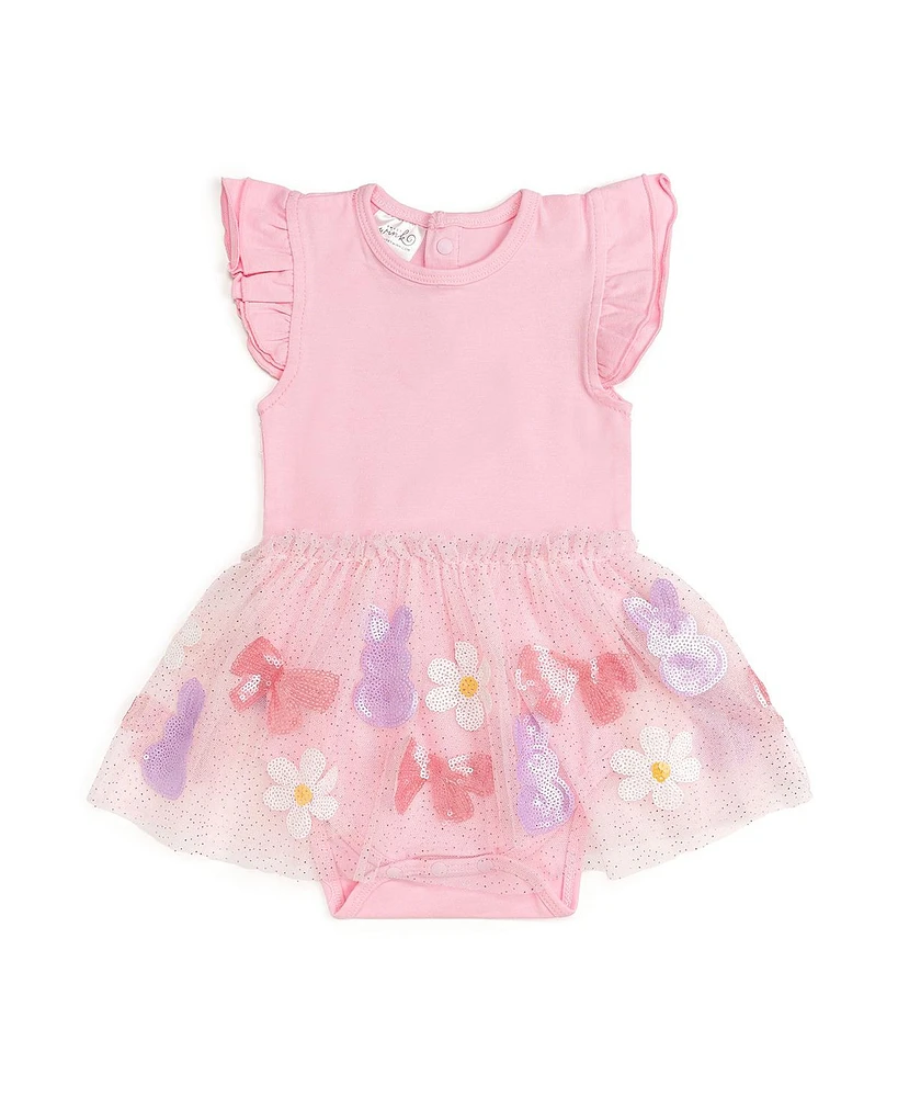 Sweet Wink Baby Girls Bunny Bow Sequin Easter Short Sleeve Tutu Bodysuit