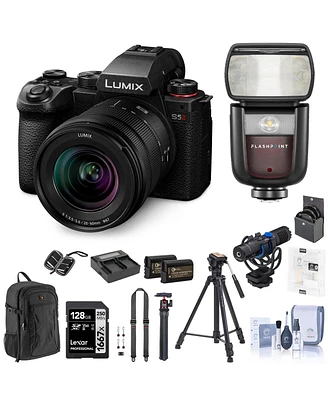 Panasonic Lumix S5II Mirrorless Camera with Lumix S 20-60mm f/3.5-5.6 Lens Bundle with Speedlight, 128GB Sd Card, Backpack, 2x Battery, Dual Charger,