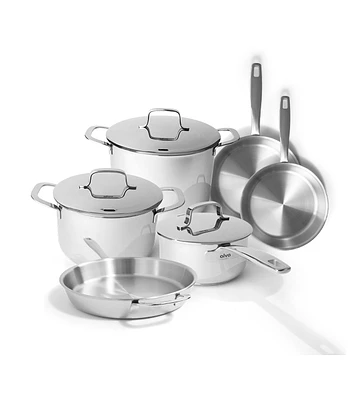 Alva Maestro 9 Piece Stainless Steel Cookware Set, Pots & Pans Set, Non Toxic Pfas, Pfoa & Ptfe Free, Compatible with All Stovetops, Oven Safe, Induct