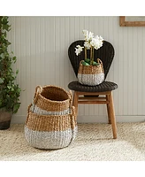 Seagrass Round Baskets With Handles, Set Of 3