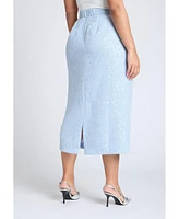 Eloquii Plus Sequin Tweed Midi Skirt