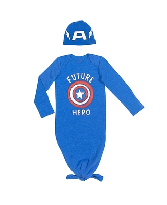 Avengers Baby Boys Marvel Sleeper Gown and Hat