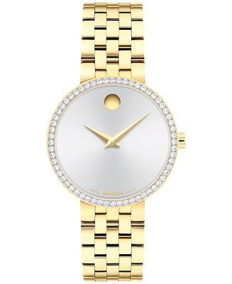 Movado Women's Museum Classic Lab Grown Diamond Swiss Quartz Light Yellow Pvd Watch, 29.5mm