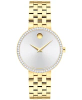 Movado Women's Museum Classic Lab Grown Diamond Swiss Quartz Light Yellow Pvd Watch, 29.5mm