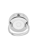 Anne Klein Women's Quartz Aqua and Silver-Tone Metal Alloy Ring Watch, 20mm
