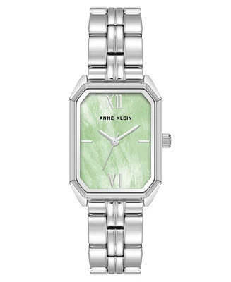 Anne Klein Women's Quartz Mint and Silver-Tone Octagonal Metal Alloy Bracelet Watch, 24mm