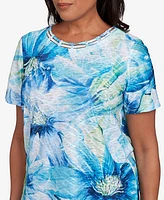 Alfred Dunner Women's Crew Neck Floral Top