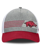 Fanatics Men's Heather Gray/Cardinal Arkansas Razorbacks Profile Trucker Adjustable Hat