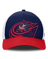 Fanatics Men's Navy/Red Columbus Blue Jackets Authentic Pro A-Frame Rink Adjustable Hat