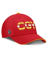 Fanatics Men's Red/Gold Calgary Flames Authentic Pro Rink Team Code Flex Hat