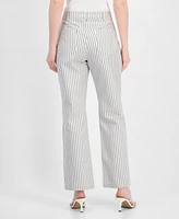 T Tahari Women's Striped Cotton Straight-Leg Pants