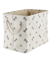 Bone Dry Collapsible Pet Storage Bin with Rope Handles Paw/Bone Print