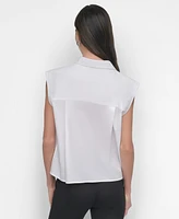Dkny Women's Cotton Sleeveless Ladder-Trim Blouse