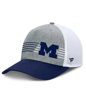 Fanatics Men's Heather Gray/Navy Michigan Wolverines Profile Trucker Adjustable Hat