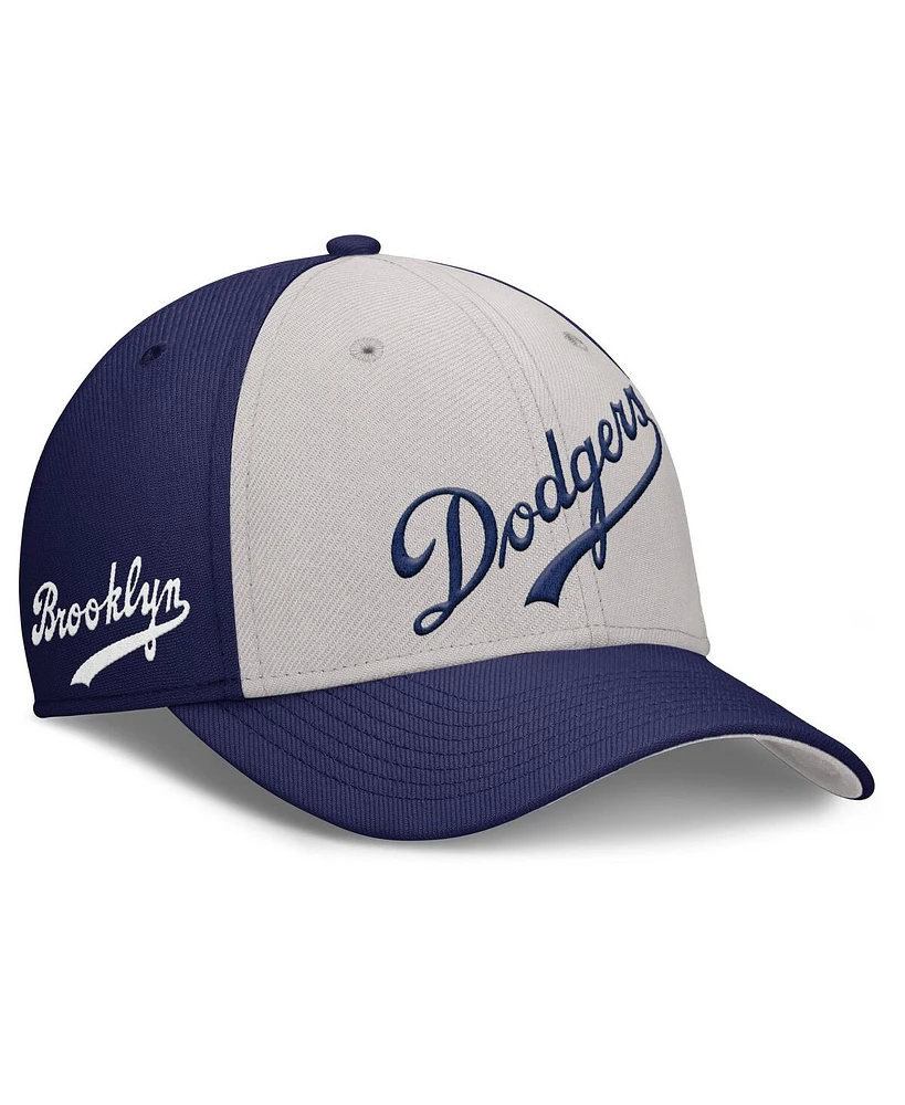 Nike Men's Navy/Gray Brooklyn Dodgers Rise Swoosh Performance Flex Hat
