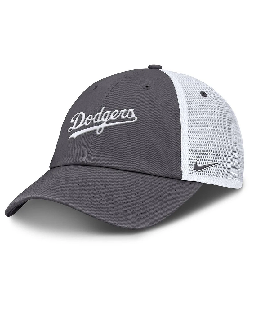 Nike Men's Gray Los Angeles Dodgers Wordmark Club Adjustable Trucker Hat