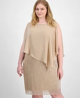 Connected Plus Cape-Overlay Dress