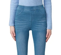 Hue Women's Mid-Rise Pull-On Denim Capri Leggings