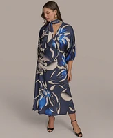 Donna Karan New York Plus Floral-Print A-Line Dress