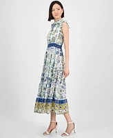 Anne Klein Women's Sleeveless Chiffon Maxi Shirtdress
