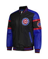 G-iii Sports by Carl Banks Men's Black Chicago Cubs Full-Zip Leather Varsity Jacket