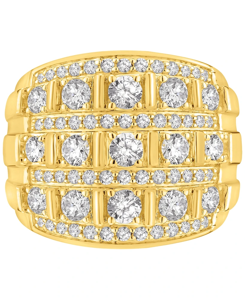 Men's Diamond Multirow Polished Statement Ring (3 ct. t.w.) in 10k Gold