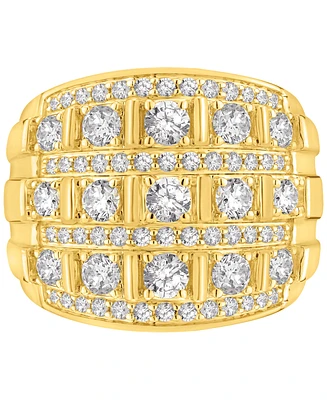 Men's Diamond Multirow Polished Statement Ring (3 ct. t.w.) in 10k Gold