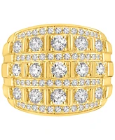 Men's Diamond Multirow Polished Statement Ring (3 ct. t.w.) in 10k Gold
