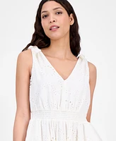 Anne Klein Women's Cotton Eyelet Sleeveless Fit & Flare Dress