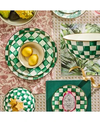 Mackenzie Childs Emerald Check Dinnerware Serveware Collection