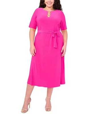 Msk Plus Tie-Waist Hardware A-Line Dress