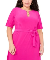 Msk Plus Tie-Waist Hardware A-Line Dress