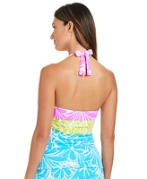 Bleu by Rod Beattie Women's Sock It To Me Printed Halter Tankini Top