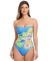Bleu by Rod Beattie Women's Let's Get Away Printed Shirred One-Piece Swimsuit