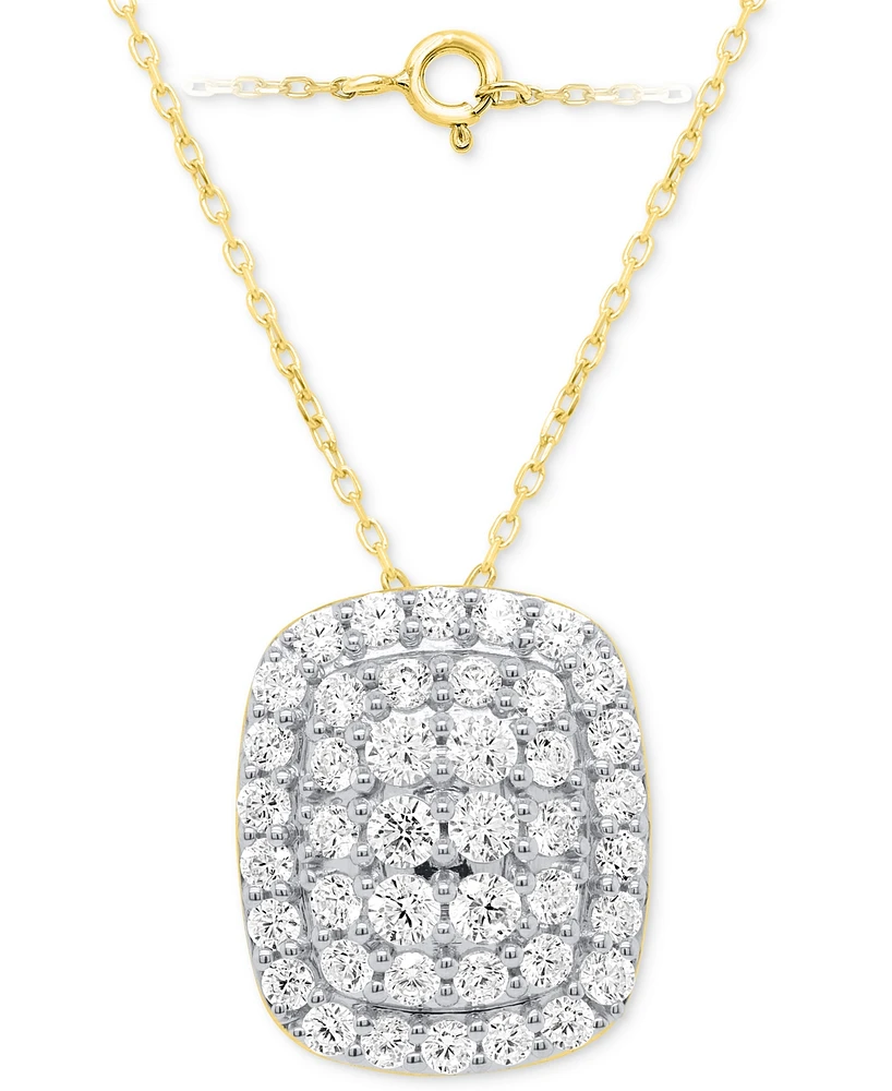Forever Grown Diamonds Lab-Grown Diamond Cushion Cluster 18" Pendant Necklace (2 ct. t.w.) Sterling Silver or 14k Gold-Plated
