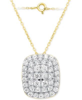 Forever Grown Diamonds Lab-Grown Diamond Cushion Cluster 18" Pendant Necklace (2 ct. t.w.) Sterling Silver or 14k Gold-Plated
