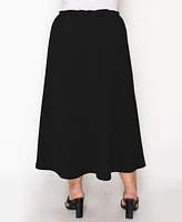 Coin 1804 Plus Textured Rib Elastic Waist Maxi Skirt