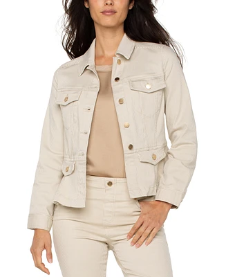 Liverpool Los Angeles Women's Button Collared Peplum Jacket