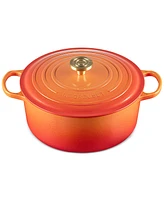 Le Creuset Signature 7.25-Qt. Flamme Doree Round Dutch Oven with Crucible Knob - 100th Anniversary Edition