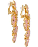 Guess Gold-Tone Pave Color Flower Cluster Clip-On Statement Earrings