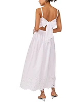 1.state Women's Embroidered Tie-Back Midi Dress