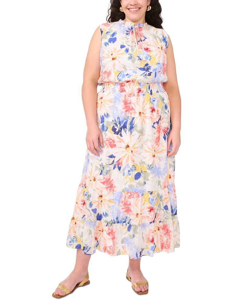 Vince Camuto Plus Split-Neck Sleeveless Maxi Dress