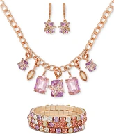 Guess Mixed Stone Butterfly Statement Necklace, Drop Earrings & 3-Pc. Stretch Bracelet Set